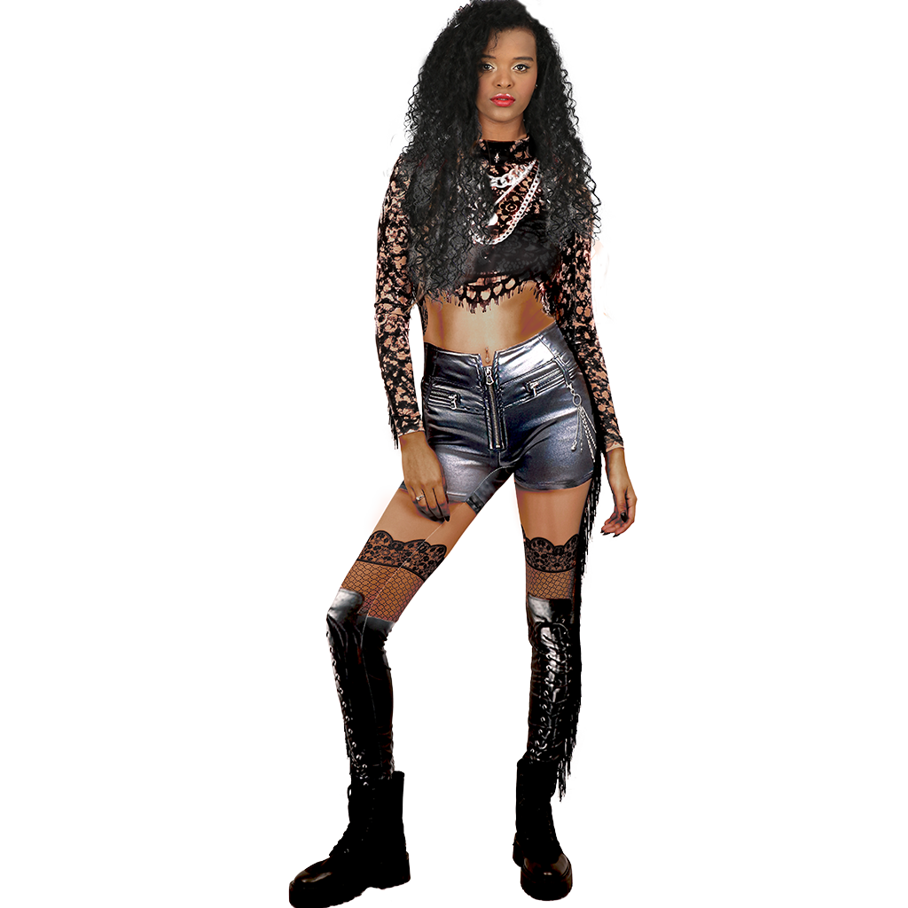 EBONY ROCK STAR IN SHORTS Unleash Your Inner Superstar