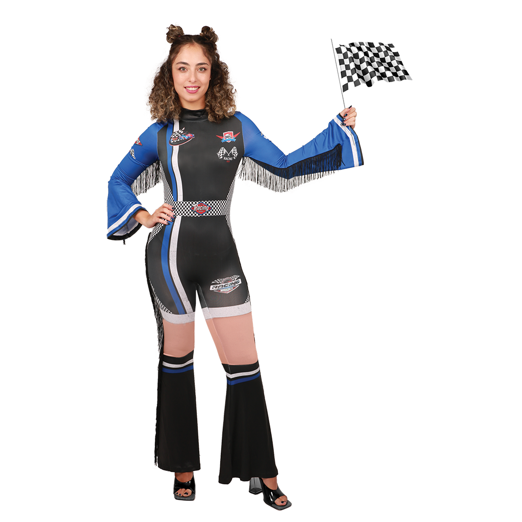 Dynamic Blue Race Driver Costume Perfect for Halloween & Racing Events